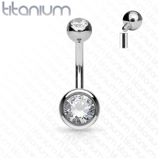 Bauchnabelpiercing mit Innengewinde und Strass Kugeln aus Titan - Cristal-Jewelry