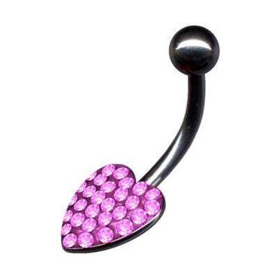 Bauchnabelpiercing Chirurgenstahl Herz Strass Steinchen pink