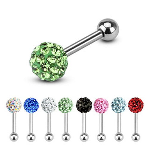 Tragus Piercing Barbell Multi Gem Kristall Ball C316L