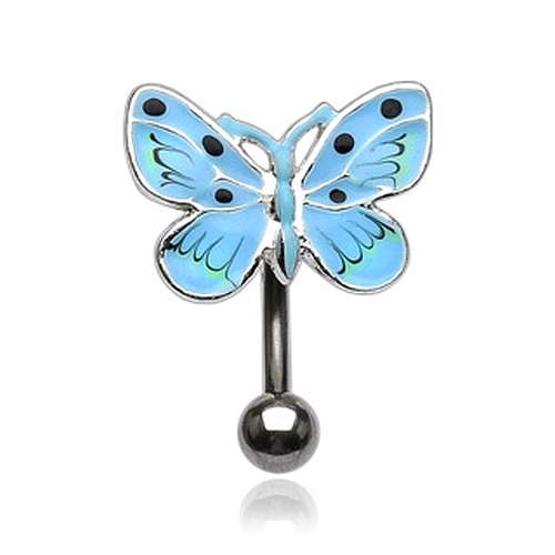 Reverse Bauchnabelpiercing mit schönem Schmetterling