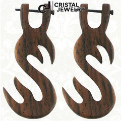 Stick Ohrringe aus Holz mit Tribal-Optik