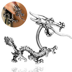 Ohr Piercing Stecker mit Chinesischem Drachen - Cristal-Jewelry