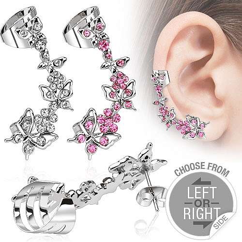 OHRRING SCHMETTERLING ZIRKONIA MIT CLIP C316L MODESCHMUCK - Cristal-Jewelry