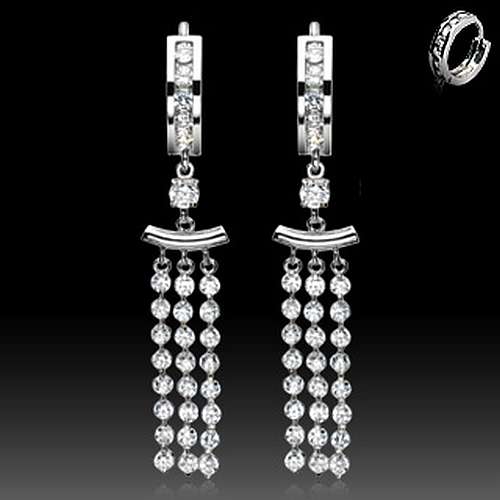 Elegante Ohrringe Creole aus 925er Silber Dangle Zirkonia Kristall Steinchen - Cristal-Jewelry
