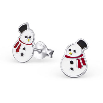  Kinder Ohrstecker Schneemann rot 925er Silber Kinderschmuck