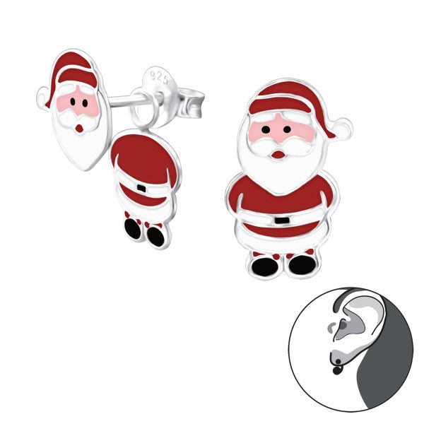 Kinder Mädchen Ohrstecker Ohrschmuck beweglicher Weihnachtsmann  925er Silber