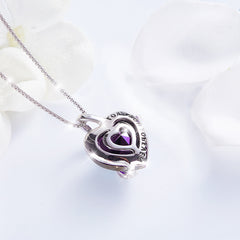 Halskette "Lila Dream" mit funkelnden Zirkonia Kristall Herz Anhänger schimmert lila blau Gravur Love You Forever