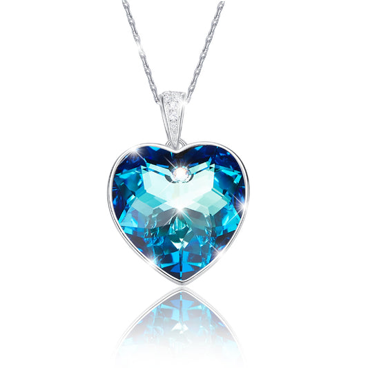 Halskette "Ocean " Zirkonia Kristall Herz Anhänger und funkelnden Strass Steinchen 925er Silber