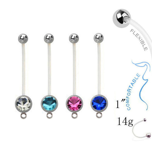 Bauchnabelpiercing für Schwangerschaft aus PTFE Kristall mit Öse für Anhänger