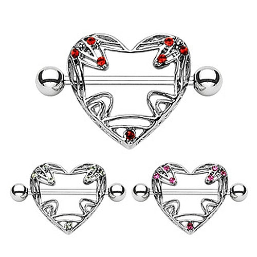 Brustwarzenpiercing Herz Strass Nipple Shield Heart 