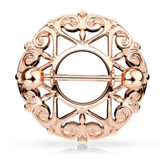 Brustpiercing Brustwarzenpiercing Nippel Farbwahl Shield Tribal Rose Gold Silber - Cristal-Jewelry