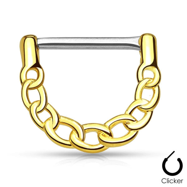Brustpiercing Brustwarzenpiercing Nippel Shield Clicker Kette Chain Intim - Cristal-Jewelry