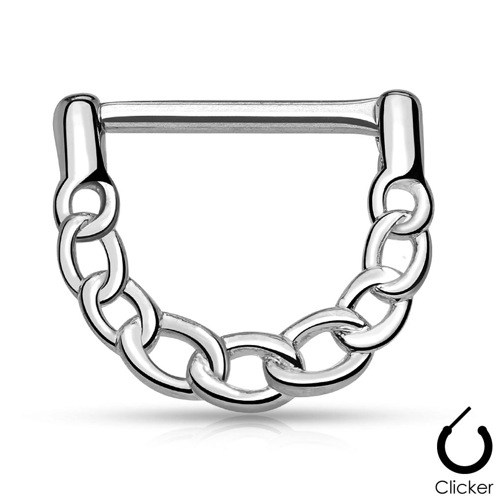 Brustpiercing Brustwarzenpiercing Nippel Shield Clicker Kette Chain Intim - Cristal-Jewelry