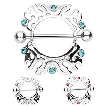 Brustwarzen Piercing aus Chirurgenstahl mit Kristallsteinchen