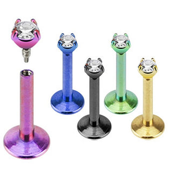 Lippenpiercing Strass Titan PVD Innengewinde