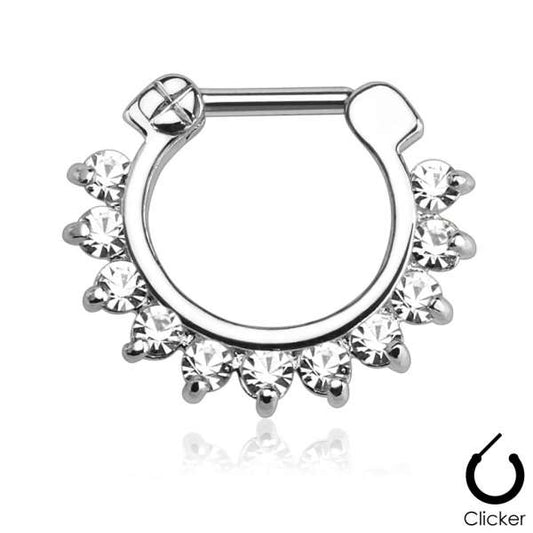 Septum Piercing Clicker Nasenring mit 11 Kristall Steinchen Chirurgenstahl CJ