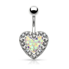 Bauchnabelpiercing Herz mit Strass Steinchen Glitter Glitzer Opal Imitation - Cristal-Jewelry
