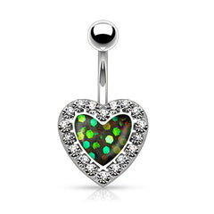Bauchnabelpiercing Herz mit Strass Steinchen Glitter Glitzer Opal Imitation - Cristal-Jewelry
