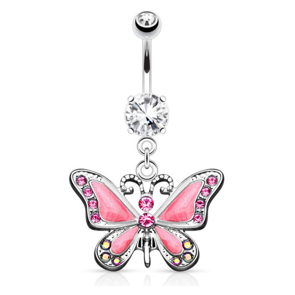 Bauchnabelpiercing Schmetterling mit Strass Steinchen und Kristall  Butterfly - Cristal-Jewelry