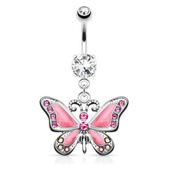 Bauchnabelpiercing Schmetterling mit Strass Steinchen und Kristall  Butterfly - Cristal-Jewelry