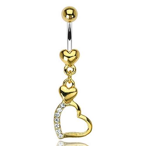 Bauchnabelpiercing Gold Herz Strass Chirurgenstahl Heart