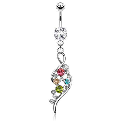 Bauchnabelpiercing bunte Schleife Zirkonia Chirurgenstahl