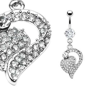 Bauchnabelpiercing mit geschwungenem Strass-Herz 