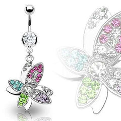 Bauchnabelpiercing Chirurgenstahl C316L mit Zirkonia Blume