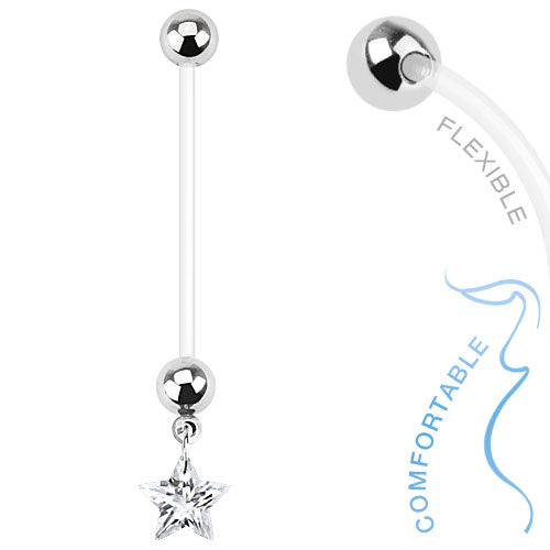 Bauchnabelpiercing Bioflex PTFE flexibel Schwangerschaft Kristall Stern Star Pregnant - Cristal-Jewelry