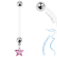 Bauchnabelpiercing Bioflex PTFE flexibel Schwangerschaft Kristall Stern Star Pregnant - Cristal-Jewelry