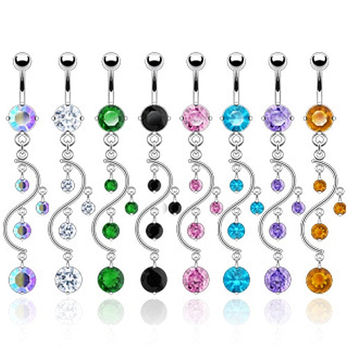 Bauchnabelpiercing Silber Style PVD Zirkonia Anhänger Navel