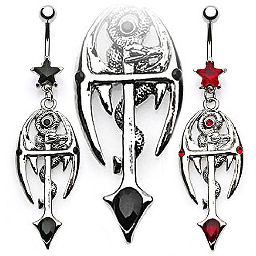 Gothic Bauchnabelpiercing Kreuz Schlange Zirkonia Stern