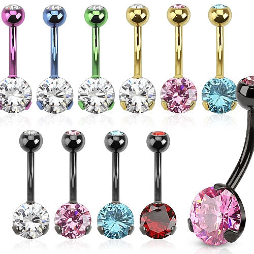 Bauchnabelpiercing Titan beschichtet double Zirkonia Kristall