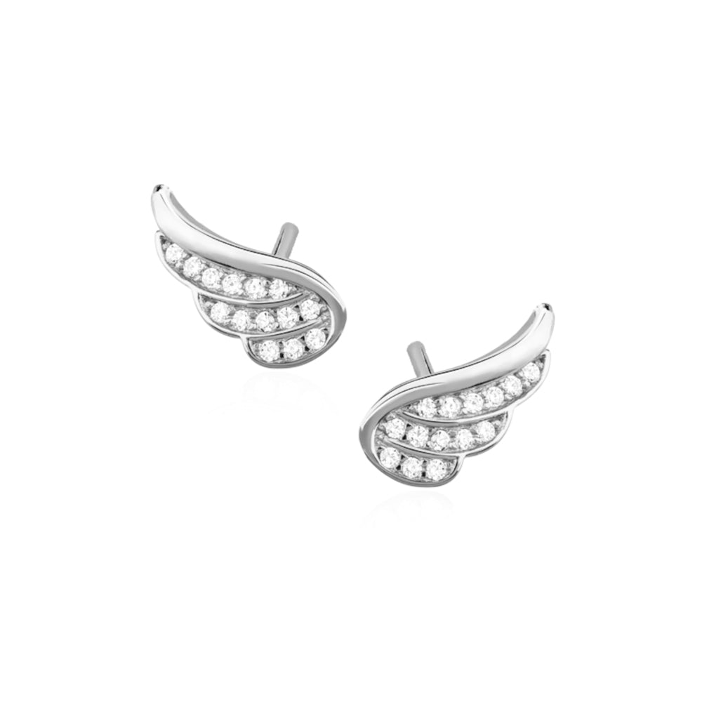 Ohrstecker Flügel Zirkonia Steinchen aus 925er Silber Damen Ohrschmuck