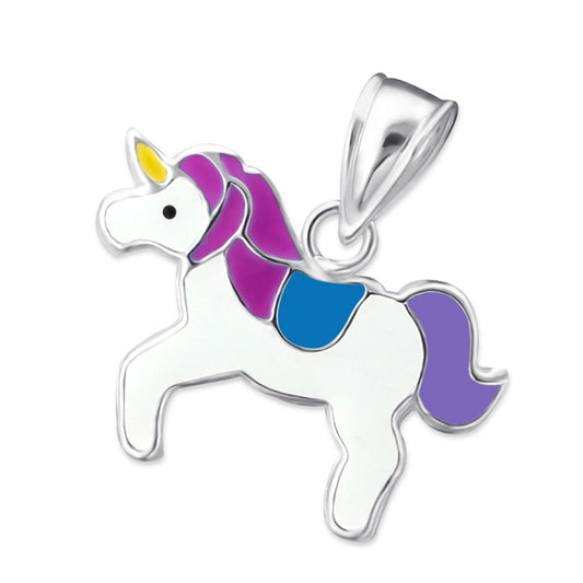 Kinder Kettenanhänger Einhorn pink lila 925er Silber Kinderschmuck