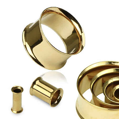 Flesh Tunnel double Flared Gold plated PVD Chirurgenstahl