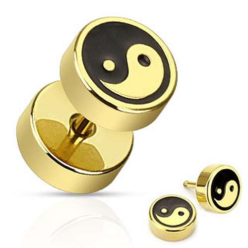 Fake Plug Chinesisches Ying Yang Chinesisches Zeichen Gold-Style