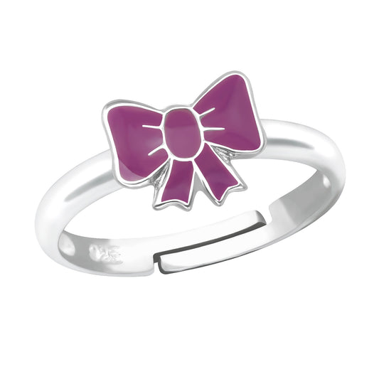 Kinder Finger Ring lila Schleife 925er Silber verstellbar