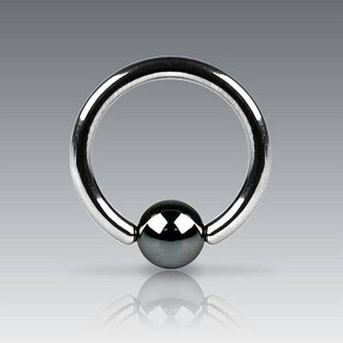 Piercing Klemmring mit Hematite Kugel C316L