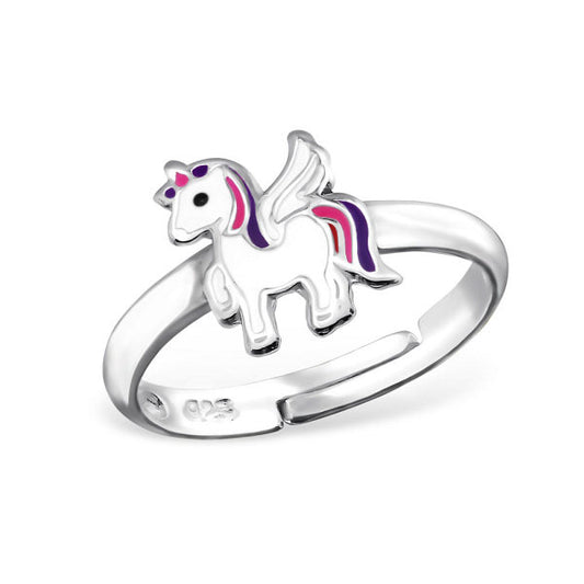 Kinder Finger Ring Einhorn 925er Silber Kinderschmuck in lila pink