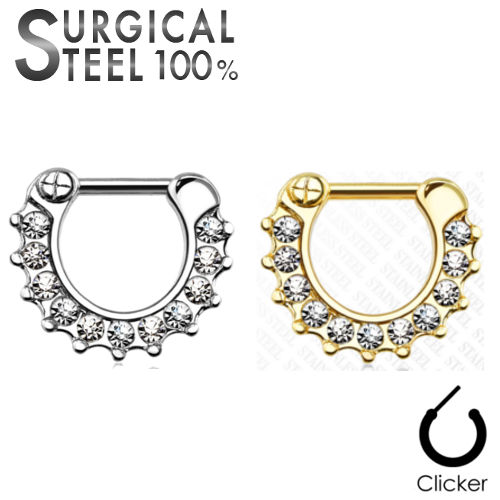 Septum Nasenpiercing Clicker Nasenring 11 Kristall Strass Steinchen Helix Clip - Cristal-Jewelry