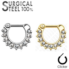 Septum Nasenpiercing Clicker Nasenring 11 Kristall Strass Steinchen Helix Clip - Cristal-Jewelry