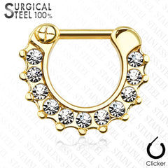 Septum Nasenpiercing Clicker Nasenring 11 Kristall Strass Steinchen Helix Clip - Cristal-Jewelry