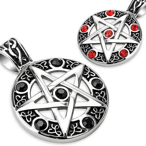 Kettenanhänger Fantasy Tribal Pentagramm Zirkonia