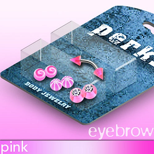 Augenbrauenpiercing Set mit Acryl Spitzen Strass Kugeln aus Chirurgenstahl 1,2mm in pink