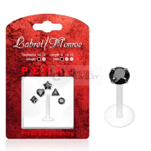 Lippen Piercing mit 5 verschiedenen Strass-Stein Motiven schwarz