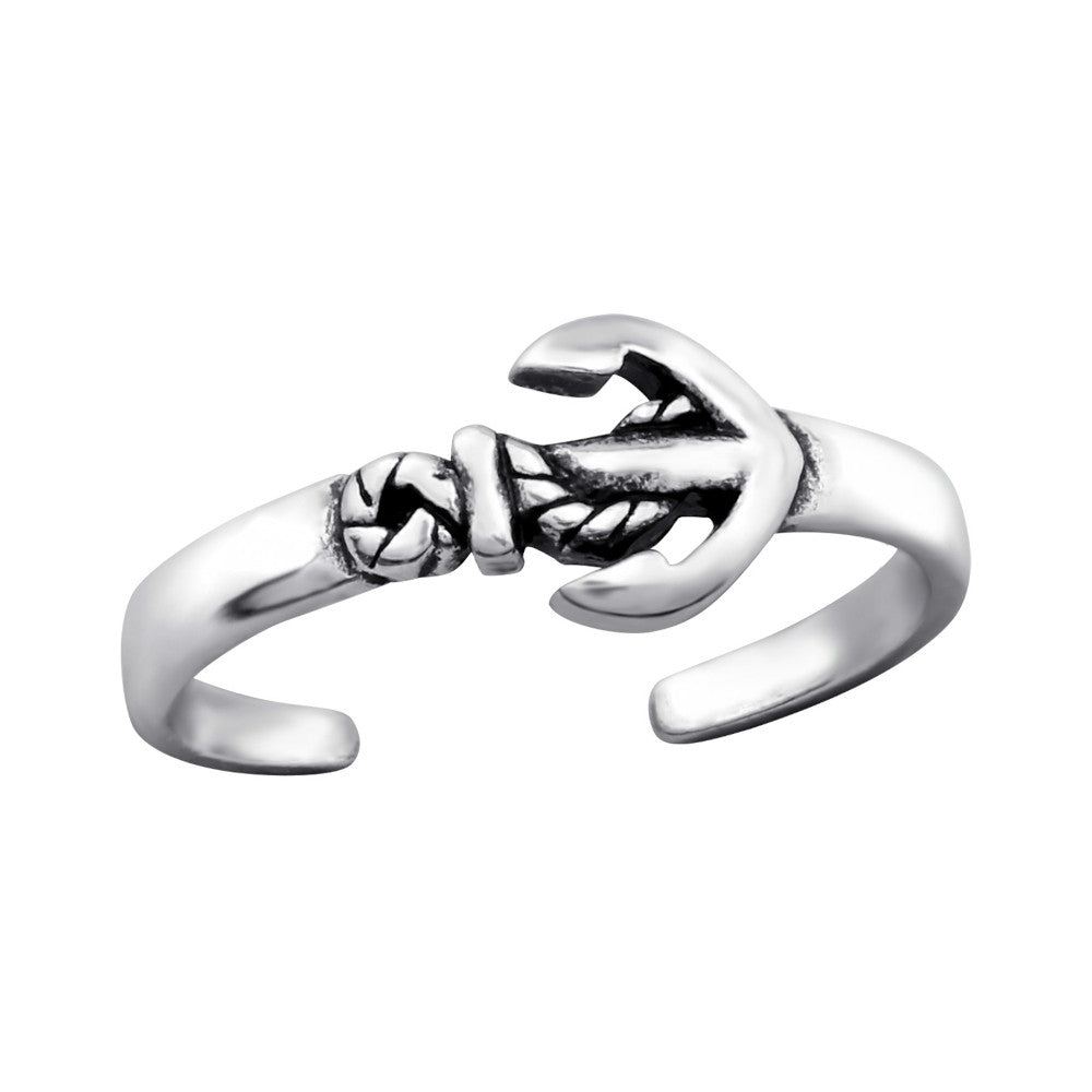 Zehenring Anker 925 Sterling Silber Offene Ringe verstellbare Gelenkring für Damen Mädchen